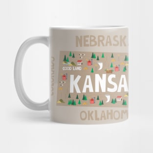 Kansas State USA Illustrated Map Mug